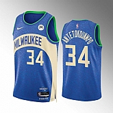 Men's Milwaukee Bucks #34 Giannis Antetokounmpo Blue 2023-24 City Edition Stitched Basketball Jersey Dzhi,baseball caps,new era cap wholesale,wholesale hats